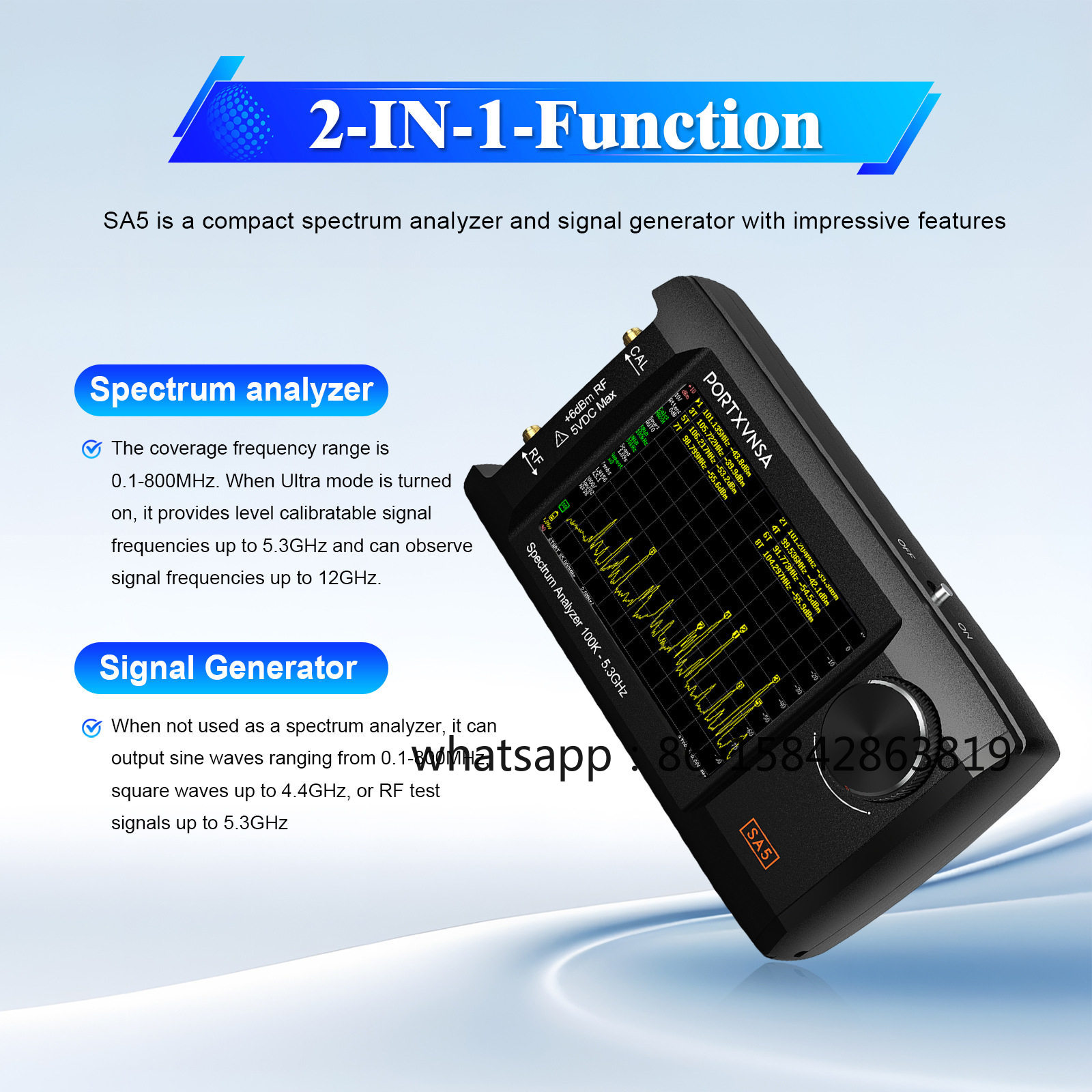 Signal Generator Spectrum Analyzer - Портативный анализатор спектра SA5, генератор радиочастотных