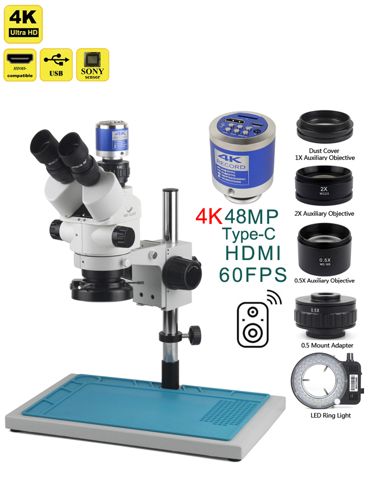 3,5X-90X симфокальный стерео т – обзор и цена Stereo Trinocular Microscope Pcb