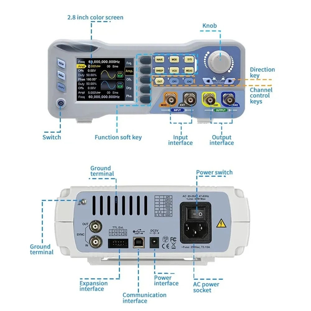 JDS8060 8080 Двухканальный ген – обзор и цена Function Arbitrary Waveform Generator